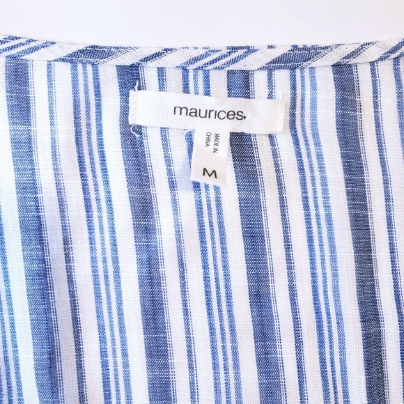 Maurices > Button-down V-neck Striped Top - Picture 6 of 8
